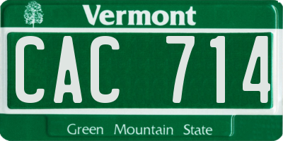 VT license plate CAC714