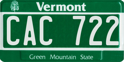 VT license plate CAC722