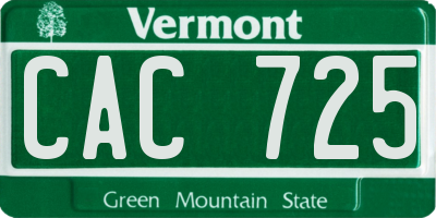 VT license plate CAC725