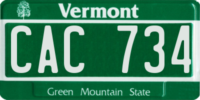 VT license plate CAC734