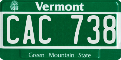 VT license plate CAC738