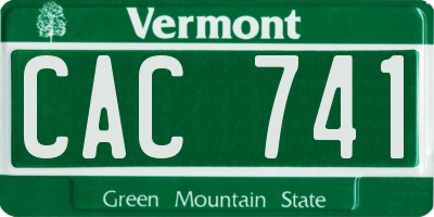 VT license plate CAC741
