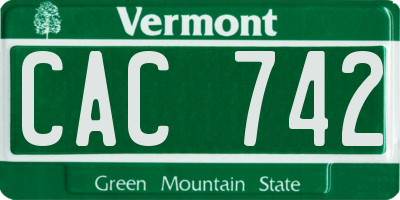 VT license plate CAC742