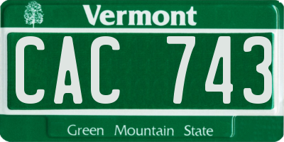 VT license plate CAC743