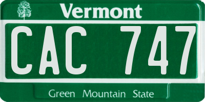 VT license plate CAC747
