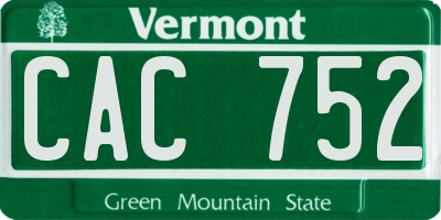 VT license plate CAC752