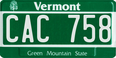 VT license plate CAC758