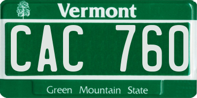VT license plate CAC760