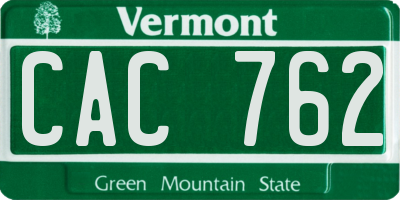 VT license plate CAC762
