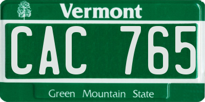 VT license plate CAC765