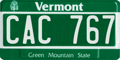 VT license plate CAC767