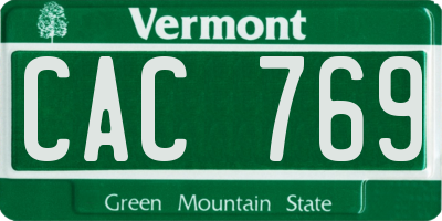 VT license plate CAC769