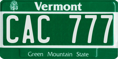 VT license plate CAC777