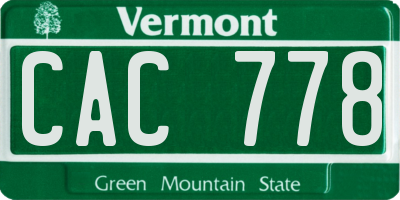VT license plate CAC778