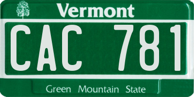 VT license plate CAC781