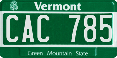VT license plate CAC785
