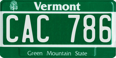VT license plate CAC786