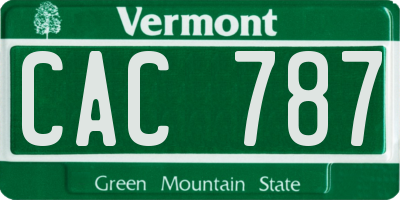 VT license plate CAC787