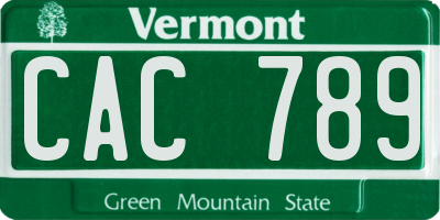 VT license plate CAC789