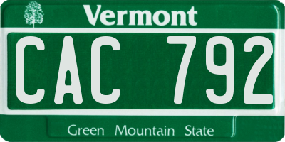 VT license plate CAC792