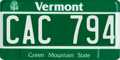 VT license plate CAC794