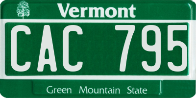 VT license plate CAC795