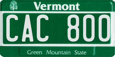VT license plate CAC800