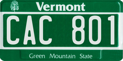 VT license plate CAC801