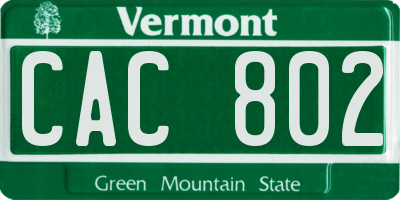 VT license plate CAC802