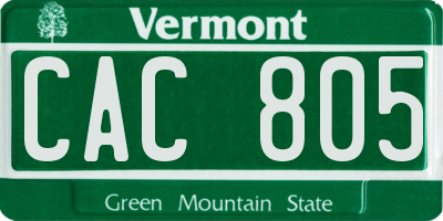 VT license plate CAC805