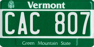VT license plate CAC807