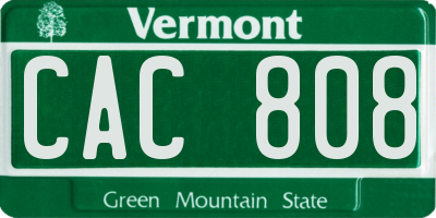 VT license plate CAC808