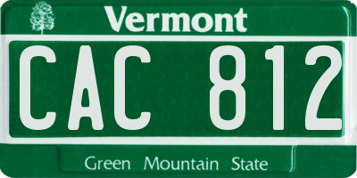 VT license plate CAC812