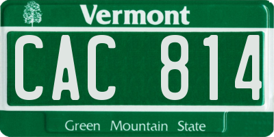 VT license plate CAC814