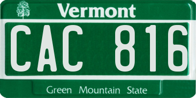 VT license plate CAC816