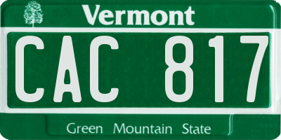 VT license plate CAC817