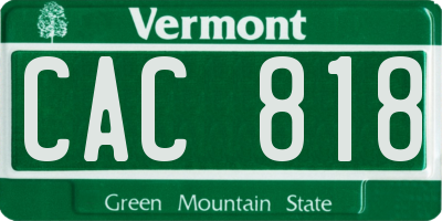 VT license plate CAC818
