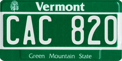 VT license plate CAC820