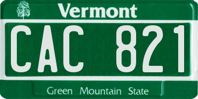 VT license plate CAC821