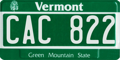 VT license plate CAC822