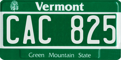 VT license plate CAC825