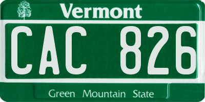 VT license plate CAC826