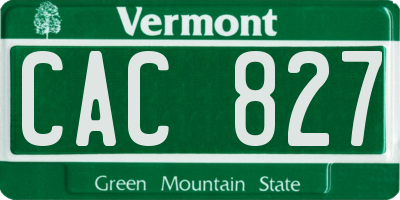 VT license plate CAC827