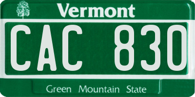 VT license plate CAC830