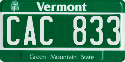 VT license plate CAC833