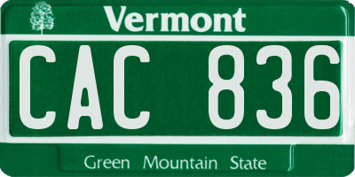 VT license plate CAC836