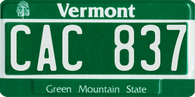 VT license plate CAC837