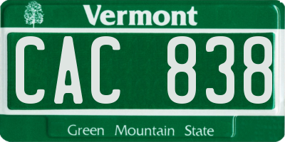 VT license plate CAC838