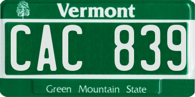 VT license plate CAC839