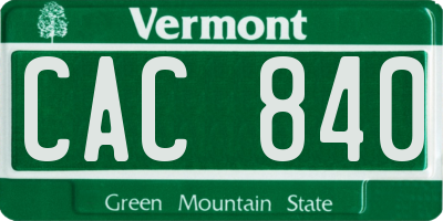 VT license plate CAC840